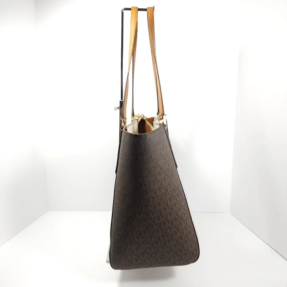 Michael‎ Kors Women Shoulder Tote Bag Purse Handbag Brown Cream Design MK